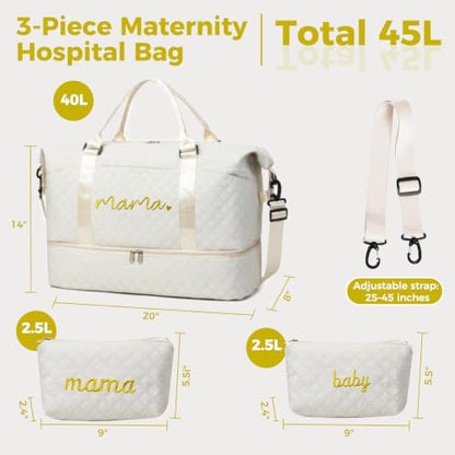 Large Maternity Hospital Bag, 45L, Beige - color: Beige