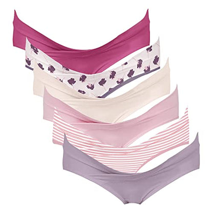 Intimate Portal Cotton Maternity Underwear Under the Bump Bikini Panties - color: 6-pk Blume, size: Medium
