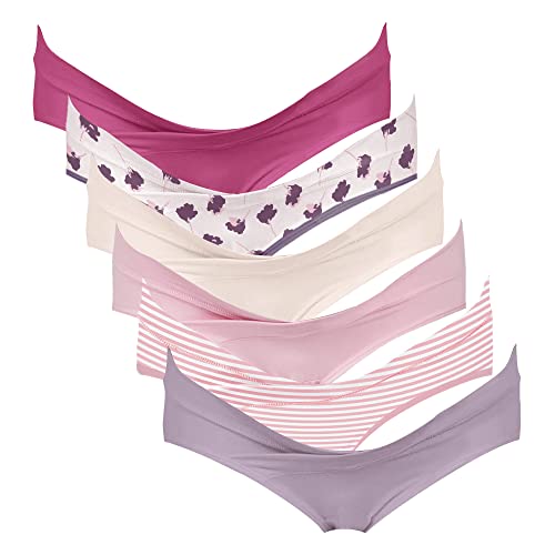 Intimate Portal Cotton Maternity Underwear Under the Bump Bikini Panties - color: 6-pk Blume, size: Small