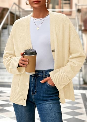 PRETTYGARDEN Women's Winter Oversized Cardigan Sweaters - color: Beige, size: Large