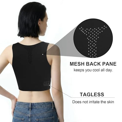 Chest Binder FTM,Moderate Compression Pullover Binder Bra for Women - color: Black, size: XX-Large