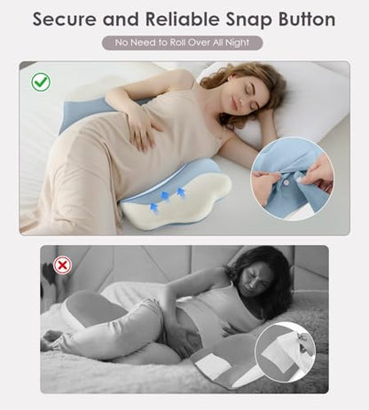 DONAMA Memory Foam Pregnancy Pillow for Sleeping, Cooling Maternity Pillow - color: Blue White