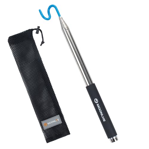 Telescoping Pickup Tool Magnetic Pole with Hook, 10 ft Grabber Reacher Tool