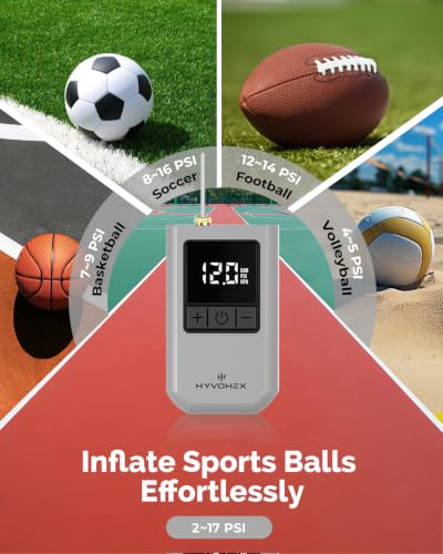 HYVOHEX Mini Electric Ball Pump with Needle for Sports Balls - color: Grey