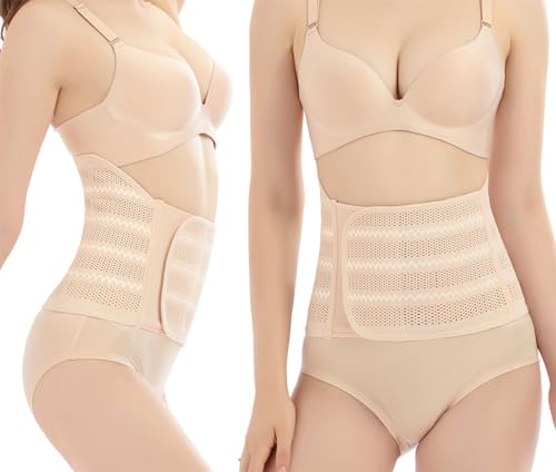 Belly Band Postpartum Belly Wrap, Breathable Abdominal Binder Post Surgery, Adjustable Waist Trainer for Women Lower Belly Fat, C Section Abdominal Binder Hernia Belt Back Support Belt for Women (Large) - size: Large