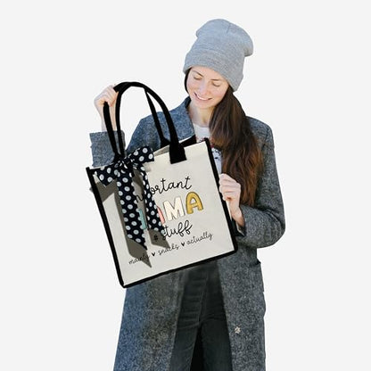 Important Stuff Shoulder Beach Bag - Canvas Tote Bag Gifts - color: Mama