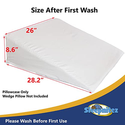 Sleepnitez 8" Wedge Pillow Case Cover, 100% Egyptian Cotton Sateen, White