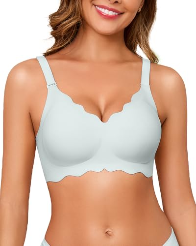 Seamless Jelly Bras for Women, No Underwire Push Up Bra - color: Blue, size: Medium