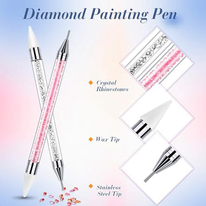 Tatuo 2 Pieces Rhinestone Picker Dotting Pen, Wax Pencil Pen, Pink White - color: Pink, White
