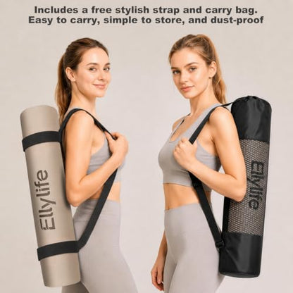 Yoga Mat - Non Slip Natural Rubber Yoga Mat, Alignment Lines, Ultimate Grip - color: Beige Pro