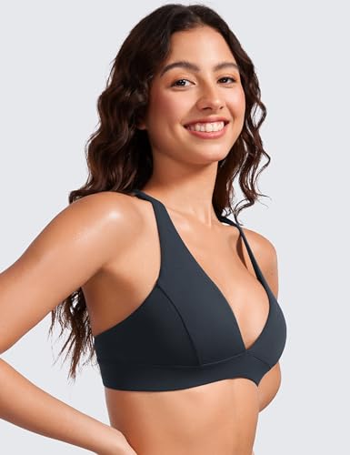 CRZ YOGA Butterluxe Deep V Neck Sports Bras - color: True Navy, size: XX-Small