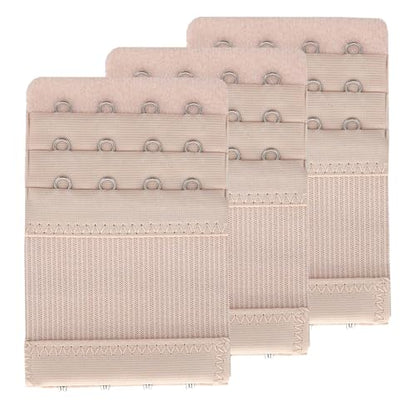 SAMGU Bra Extenders 4 Hooks Women's Soft Stretchy Bra Extension Strap, 3 Pieces - color: Beige, 4 Hook Bra Extender 1/2 Inch