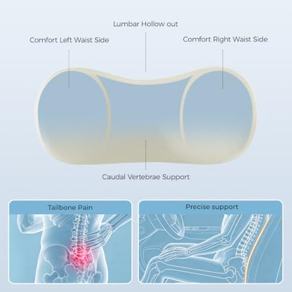 BABUR Lumbar Support Pillow for Car, Coccyx Pain Relief Cushion - color: Beige