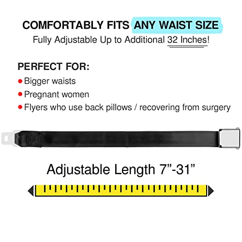 2 Mirone Adjustable Airplane Seat Belt Extenders Seatbelt Extension for All Airlines (7-32 Inch), E-9 Safety Certified (Type A & B)