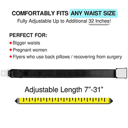 2 Mirone Adjustable Airplane Seat Belt Extenders Seatbelt Extension for All Airlines (7-32 Inch), E-9 Safety Certified (Type A & B)