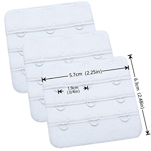 Wingslove Womens Bra Extender Bra Band Breathing room 3pcs-Pack Multi-size - color: White, 3 Hook 3/4 Inch