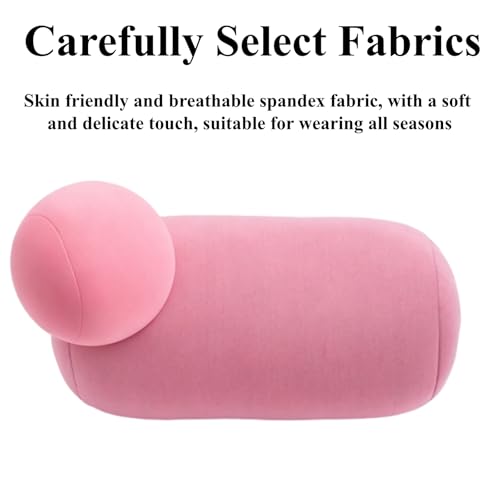 Microbead Bolster Pillow, 2 Pack Cylindrical Neck Roll Pillow, Soft Squishy Tube Cushion for Neck, Back, Lumbar Support, Office Napping, Travel, Home, Pink & Purple