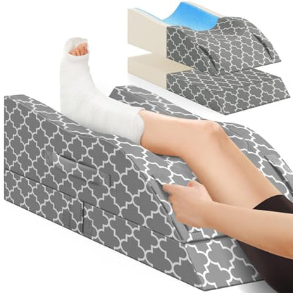 CloudBliss Leg Elevation Pillows for After Surgery, Wedge Pillow, Grey - size: Single Leg