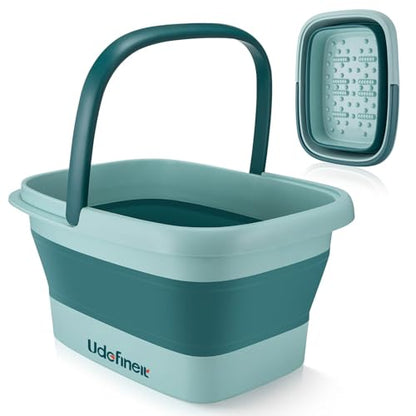Collapsible Foot Bath Basin, Foot Tub for Soaking Feet w/Massage Acupoint - color: Green