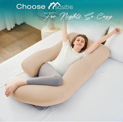 Cooling Pregnancy Pillows for Sleeping, 65'' Full Body Pillow, Beige - color: Beige, size: 65 Inch