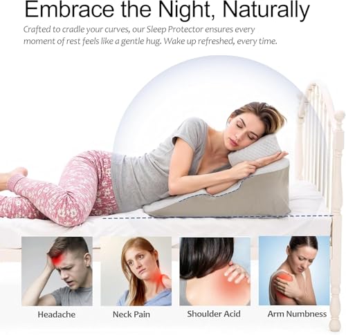 Wedge Pillow for Side Sleepers with Arm Hole, 8" Bed Wedge After Surgery, Acid Reflux, GERD, Back Pain Relief, Back Support with Memory Foam Pillow