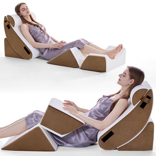 Negwoo 5PCS Wedge Pillow Set for After Surgery,Bed Wedge Pillow, Brown - color: Brown, size: 5 PCS-XL