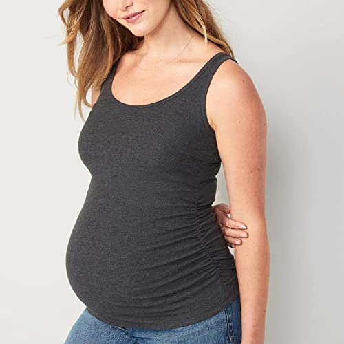 Liu & Qu 3 Pack Maternity Tank Tops, Ribbed Stretch, Ruched Side - color: Black Jack/Dark Heathered Gray/Heathered Gray, size: X-Large
