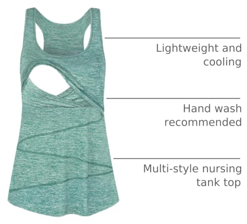 Joymom Maternity Summer Cool Sleeveless Nursing Tank Tops Breastfeeding Shirts - color: 33 Green, size: Medium