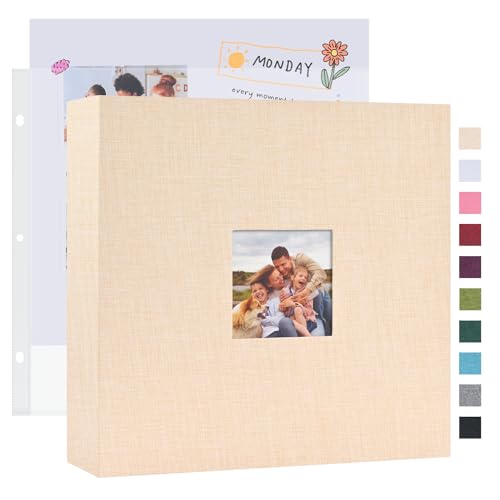 Mublalbum 12x12 Inch 3 Ring DIY Scrapbook Photo Album 80 Pages, Beige - color: Beige, size: 12x12 Inch 80 Pages
