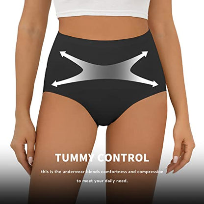 FallSweet No Show Tummy Control Underwear for Women High Waisted Panties Comfy Briefs Pack - color: Black, size: Small