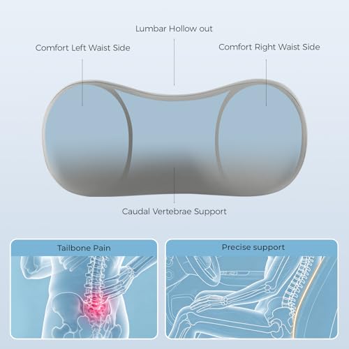 BABUR Lumbar Support Pillow for Car, Coccyx Pain Relief Cushion - color: Gray