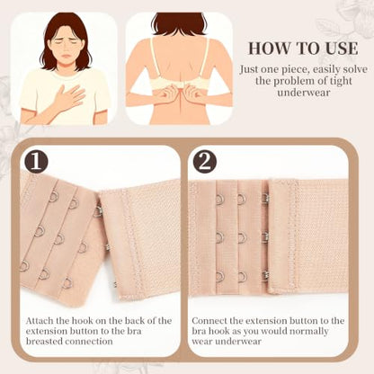 QIUTIMIY Women's Bra Extenders 2 Hooks & 3 Hooks & 4 Hook Bra Extensions Soft Comfortable Stretchy Back Bra Strap Extender - color: 6pcs-spacing 1/2&3/4inch-style 1