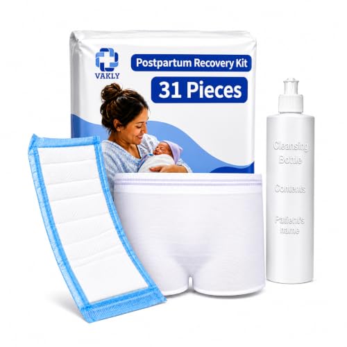 Vakly Postpartum Kit, 112 Pieces 100 Pads, 10 Underwear & 2 Peri Bottle - size: 112 Piece