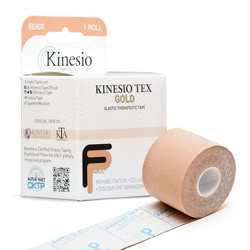 Kinesio Taping - Elastic Therapeutic Athletic Tape Tex Gold FP - Beige – 2 in. x 16.4 ft - color: Beige, size: 1 Count (Pack of 1)