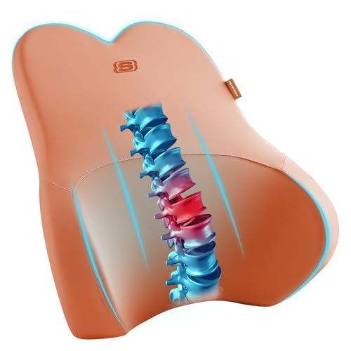 Skechers Air-Cooled & Memory Foam Lumbar Pillow,Lumbar Support Pillow For Office,Chair Lower Back Pain Relief Lumbar Pillow,Ergonomic Design Back Support Pillow For Office Chair,Car,Home,Travel,Orange - color: Orange