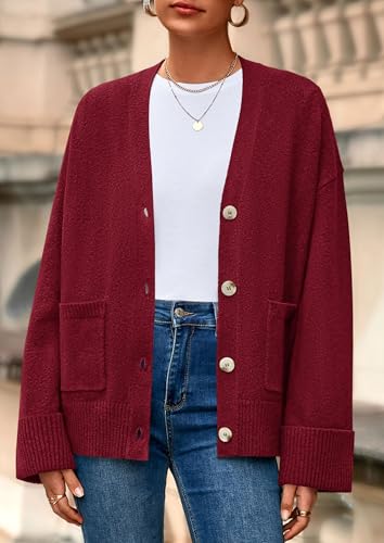 PRETTYGARDEN Women's Winter Oversized Cardigan Sweaters - color: Burgundy, size: XX-Large