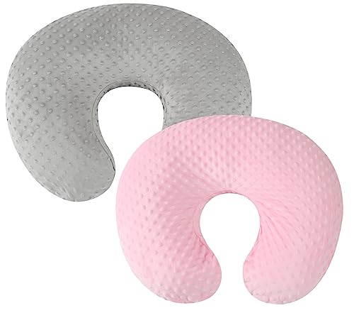 Dot Nursing Pillow Cover Set 2 Pack Compatible with Boppy Pillow - color: Grey & Pink
