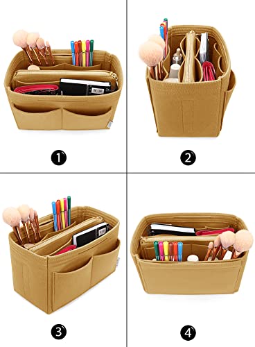 LEXSION Felt Purse Organizer Insert, Tote Bag Shaper Dividers with 5 Sizes - color: Brown, size: Regular Medium
