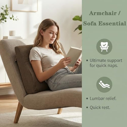 baibu Patented Dual-Layer Memory Foam Lumbar Pillow for Recliner, Brown - color: Brown