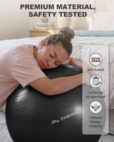 Trideer Yoga Ball for Exercise, Pregnancy, Physical Therapy, Pump Included - color: Black, size: S(15-18ines/38-45cm)