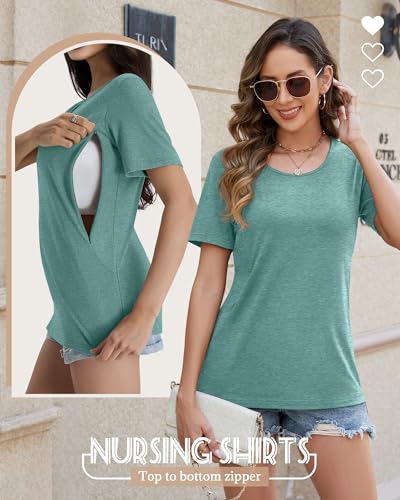 Oakgarden Women's Nursing Shirt - color: Heather Green, size: Small