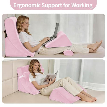 Wedge Pillow Set for After Surgery,Pink,4PCS-22 - color: Pink, size: 4PCS-22''
