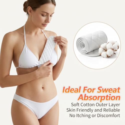 10 Pcs Cotton Bra Liners for Sweating 3 Layer Washable Sweat Liner Tummy Rash Under Boobage Sweat Pads Bras Breast Women Inserts To Absorb Breasts Absorbent Plus Size Reusable
