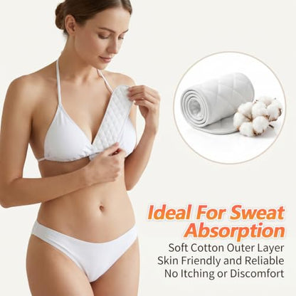 10 Pcs Cotton Bra Liners for Sweating 3 Layer Washable Sweat Liner Tummy Rash Under Boobage Sweat Pads Bras Breast Women Inserts To Absorb Breasts Absorbent Plus Size Reusable