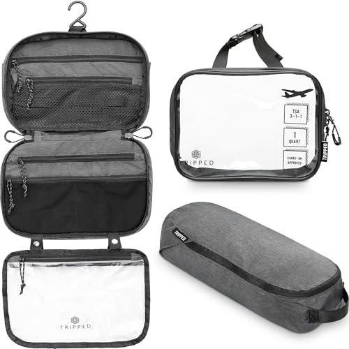 TRIPPED Travel Gear 3-Piece Travel Toiletry Bag Set - color: Grey