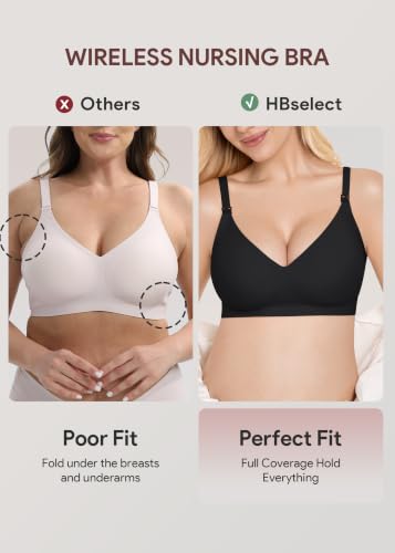 HBselect Nursing Bras for Breastfeeding 3 Pack Women Maternity Jelly Bras - color: E: 3pack(black/Nude/White), size: Medium