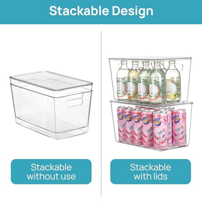 Vtopmart 6 Pack Clear Stackable Storage Bins with Lids and Handles, XLarge - size: XL(13"L x 7.4"W x 7"H)