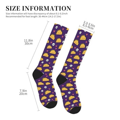 Compression Socks Knee High Support Stockings Women Men - color: Cute Taco Skull Purple