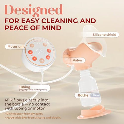 Annabella Single Breast Pump - Innovative Baby Tongue Simulation Electric Breast Pump, Adjustable Shield (18–24mm), Quiet, Comfortable & Portable - size: Single Pump