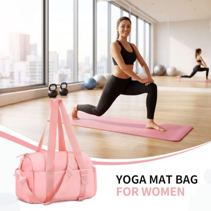 Medium Gym Bag for Women with Yoga Mat Holder Strap, 18L Pink - color: Pink, size: Medium